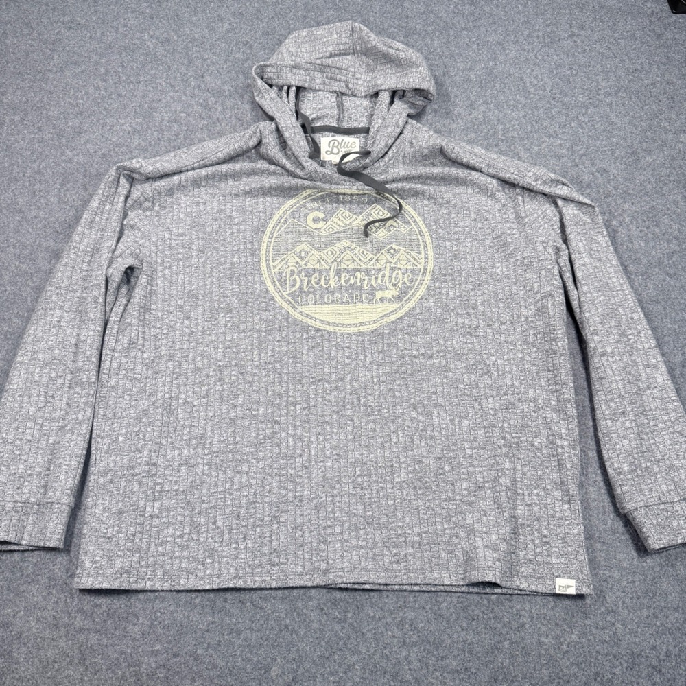 Blue 84 Breckenridge Colorado Ribbed Graphic Hoodie Gray XL Pullover